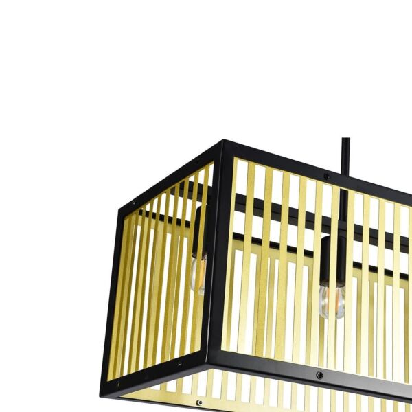 إنارة معلقة معلقة كلاسيك مستطيل - اسود وذهبي