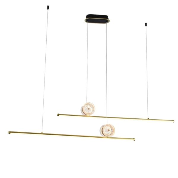 إنارة معلقة ليد كريستال خطين - ذهبي