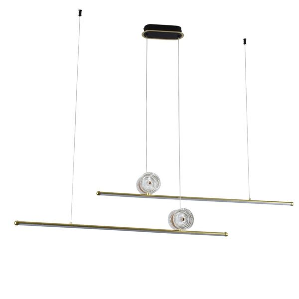 إنارة معلقة ليد كريستال خطين - ذهبي