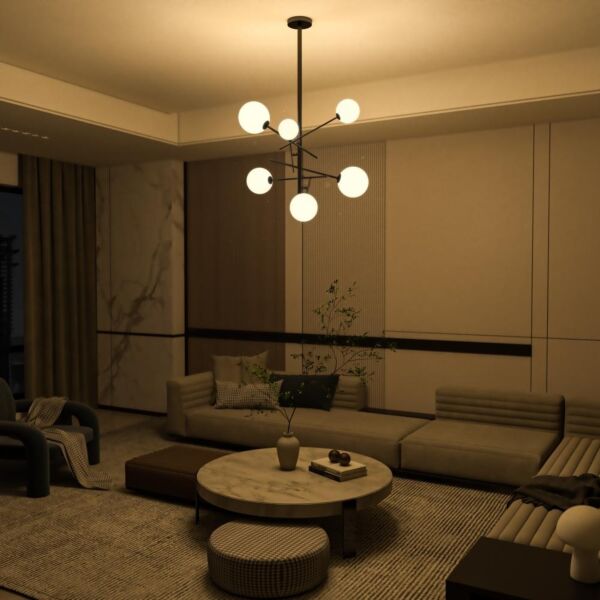 إنارة معلقة لمبات زجاج كروي مودرن