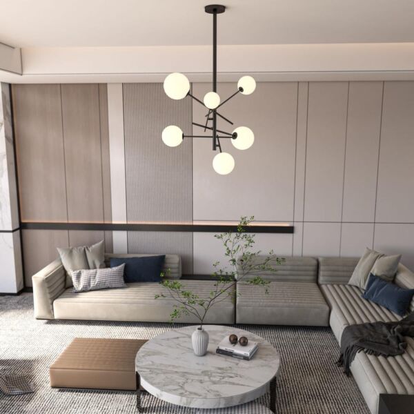 إنارة معلقة لمبات زجاج كروي مودرن