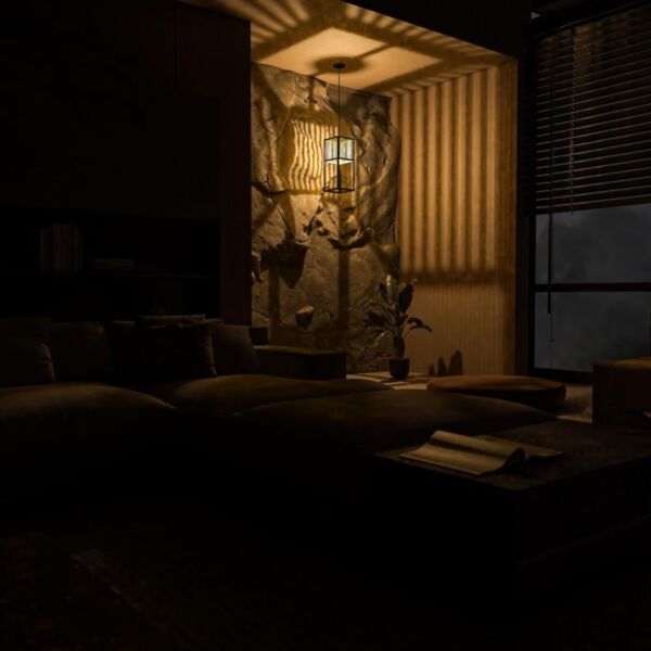 إنارة معلقة مودرن شكل مكعب - اسود