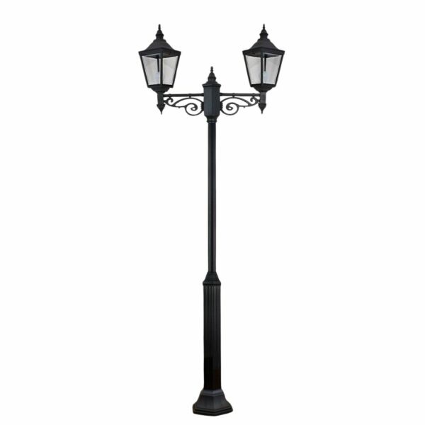 عامود إنارة حدائق 2 فانوس 2 متر - اسود