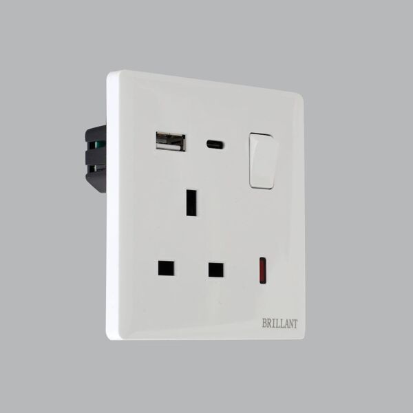 فيش ثلاثي يو اس بي وتايب C وتايب A - رمادي لايت