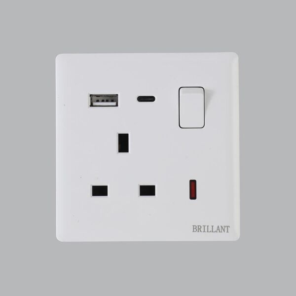 فيش ثلاثي يو اس بي وتايب C وتايب A - رمادي لايت