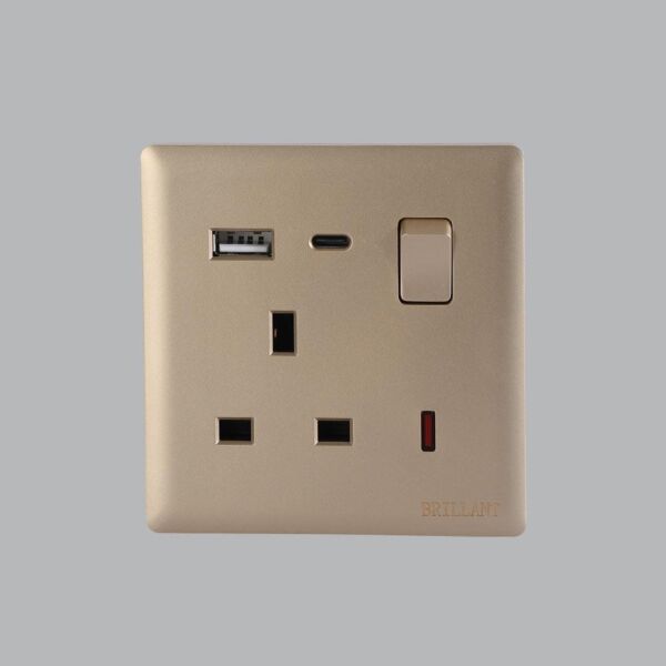 فيش كهرب ذهبي متعدد المداخل