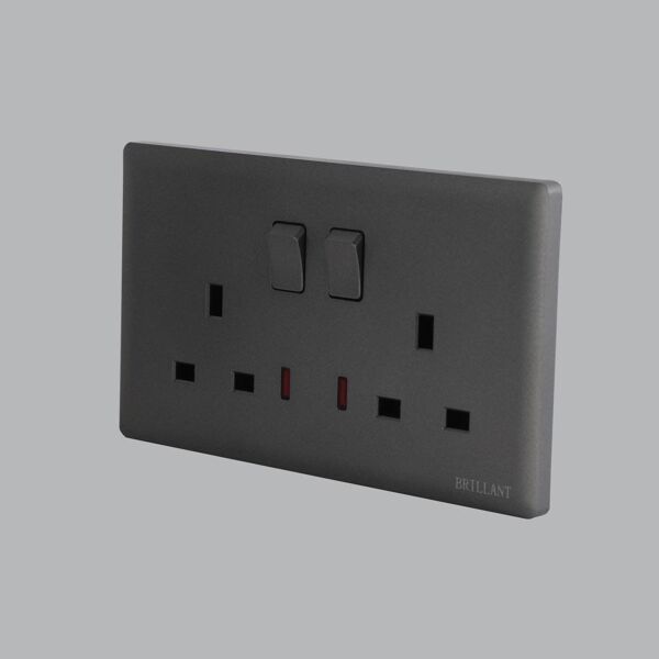 فيش كهربي مجوز 13A برلنت لايت - رمادي