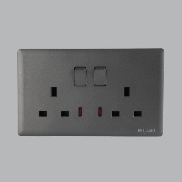 فيش كهربي مجوز 13A برلنت لايت - رمادي