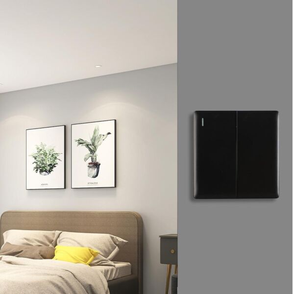 مفتاح كهربائي مزدوج - اسود لايت