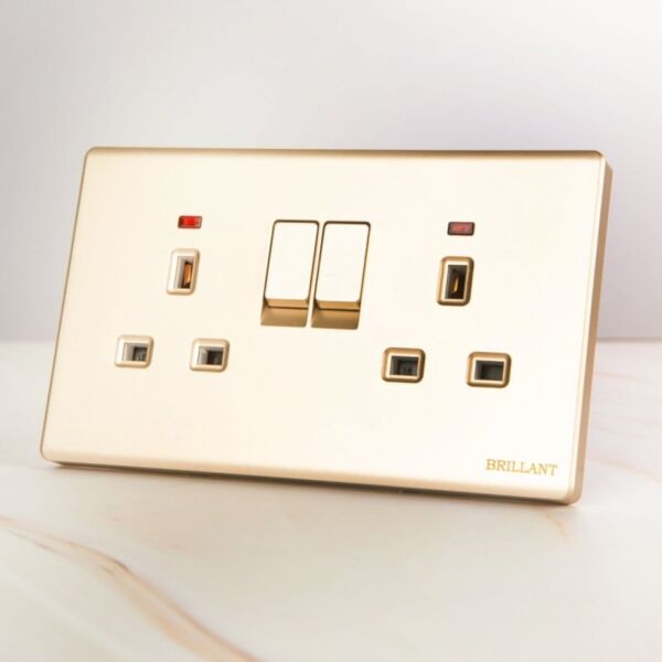 فيش ثنائي 13 أمبير مودرن من برلنت - ذهبي