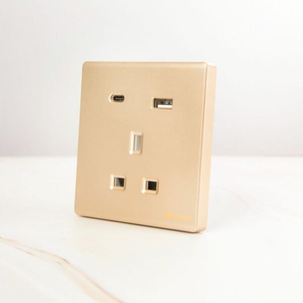 فيش ثنائي المنفذ USB مودرن من برلنت - ذهبي