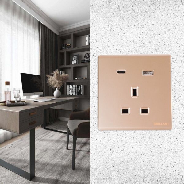 فيش ثنائي المنفذ USB مودرن من برلنت - ذهبي