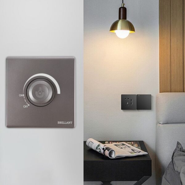 مفتاح ديمر 1000 واط مودرن من برلنت - رمادي