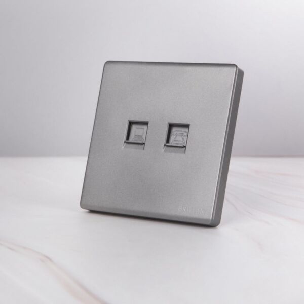 فيش ثنائي المنفذ تلفون مع شبكة مودرن من برلنت - رمادي