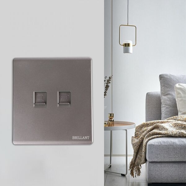 فيش ثنائي المنفذ تلفون مع شبكة مودرن من برلنت - رمادي