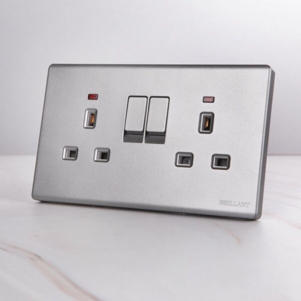 فيش ثنائي 13 أمبير مودرن من برلنت - رمادي