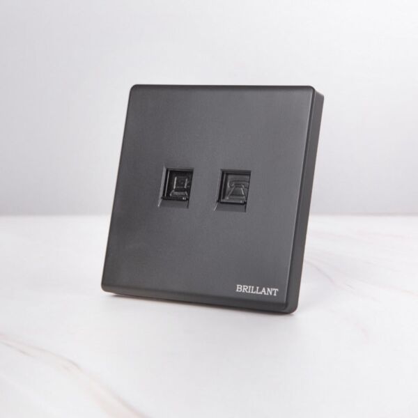 فيش ثنائي المنفذ تلفون مع شبكة مودرن - اسود