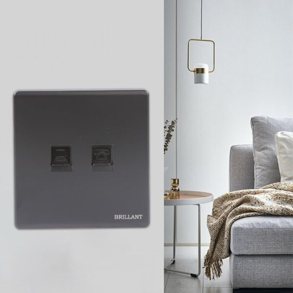 فيش ثنائي المنفذ تلفون مع شبكة مودرن - اسود