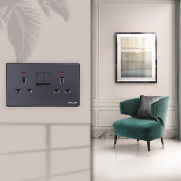 فيش ثنائي 13 أمبير مودرن - اسود