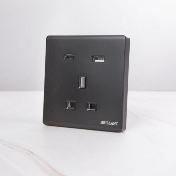 فيش ثنائي المنفذ USB - اسود