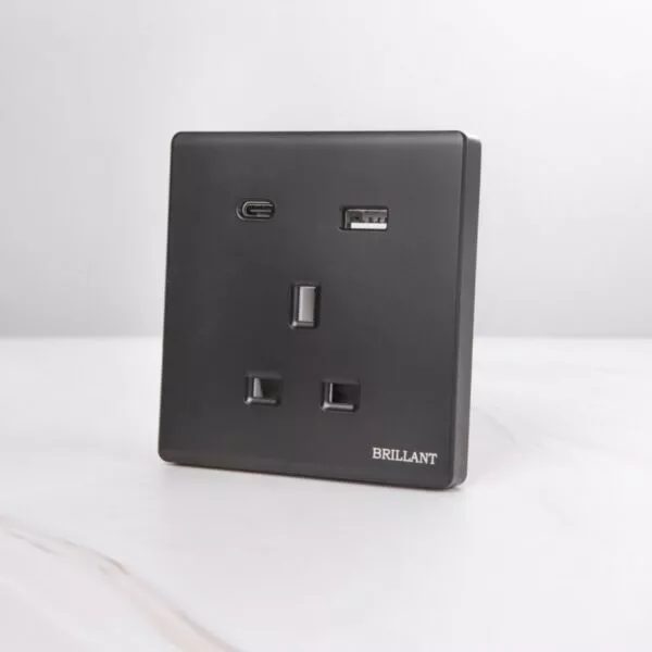 فيش ثنائي المنفذ USB - اسود