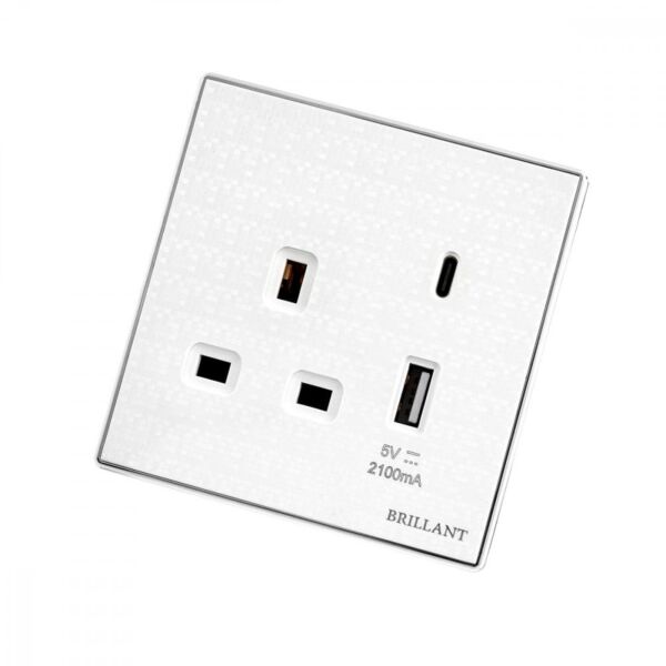 فيش ثلاثي مع منفذين USB لؤلؤي برلنت