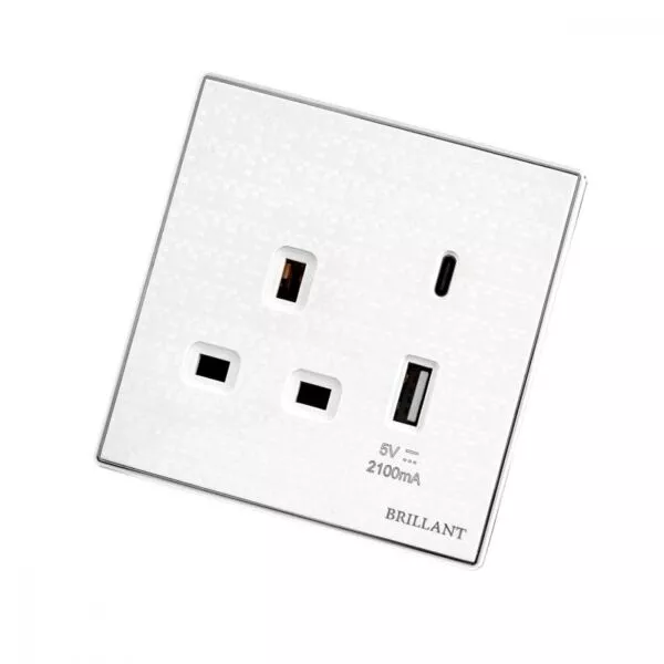 فيش ثلاثي مع منفذين USB لؤلؤي برلنت