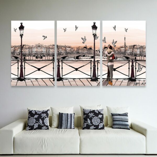 طقم لوحات جدارية فنية جسر لتزين الحائط بتصميم عصري ثلاث قطع-متعدد الالوان