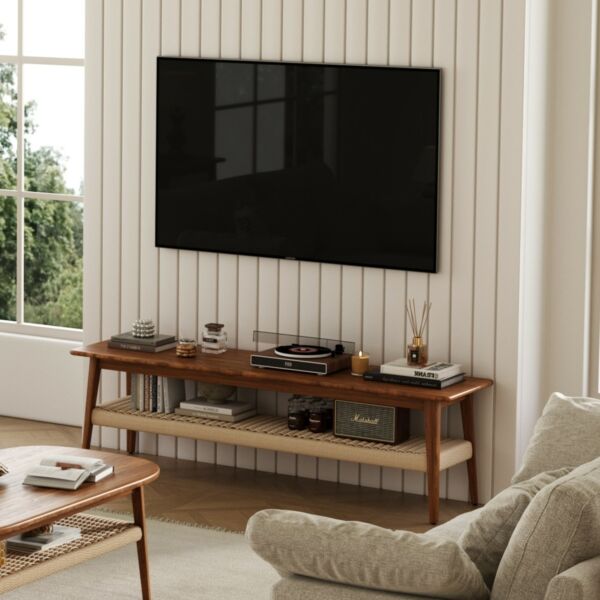 طاولة تلفزيون كرافت - بني وبيج