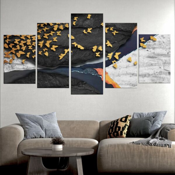 لوحه جدارية كانفس باترفلايز - مقسمة - 5 قطع