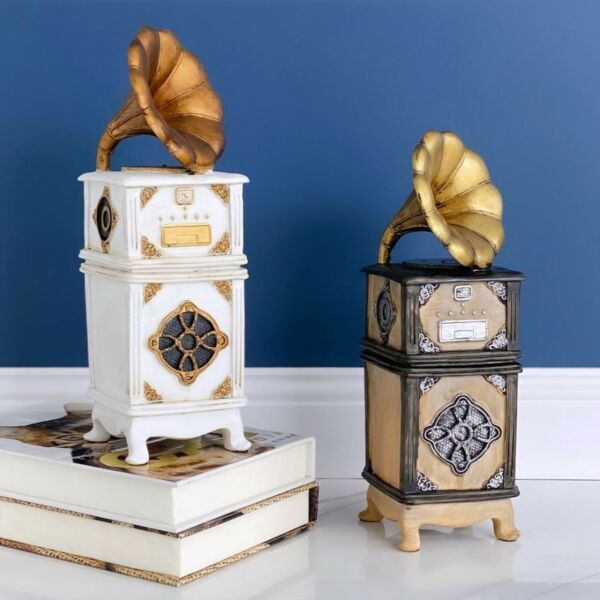 ديكور جرامافون سيراميك - أبيض