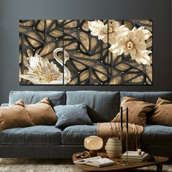 طقم لوحات جدارية فنية لاندو 3 قطع - متعدد الالوان