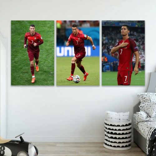لوحة جدارية فنية بتصميم رياضة رونالدو - ثلاث قطع - مقاس 120x60 سم