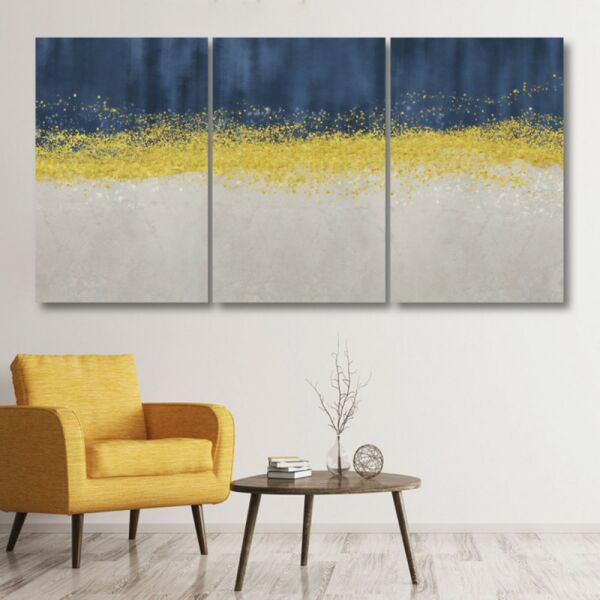 لوحة جدارية فنية بتصميم تجريدي سباركلز - ثلاث قطع  - مقاس 120x60 سم