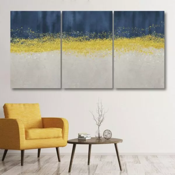 لوحة جدارية فنية بتصميم تجريدي سباركلز - ثلاث قطع  - مقاس 120x60 سم