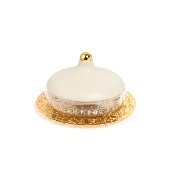 تمرية متوسطة زجاج من جوار - بيج وذهبي