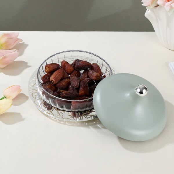 تمرية متوسطة زجاج من جوار - اخضر وفضي