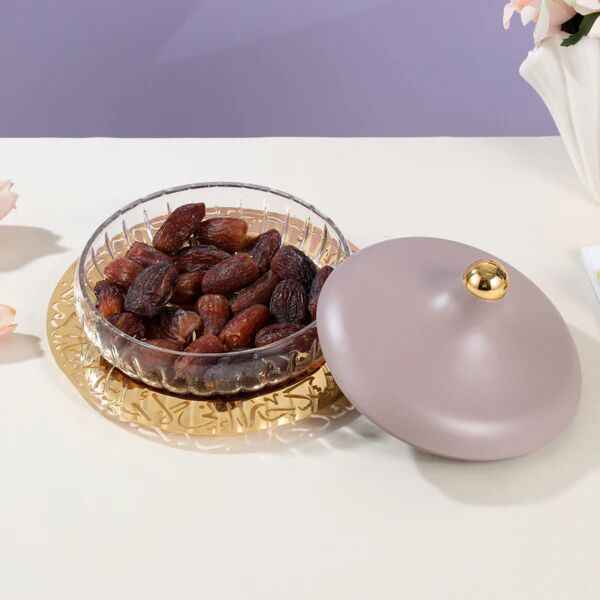 تمرية متوسطة زجاج من جوار - بنفسجي وذهبي