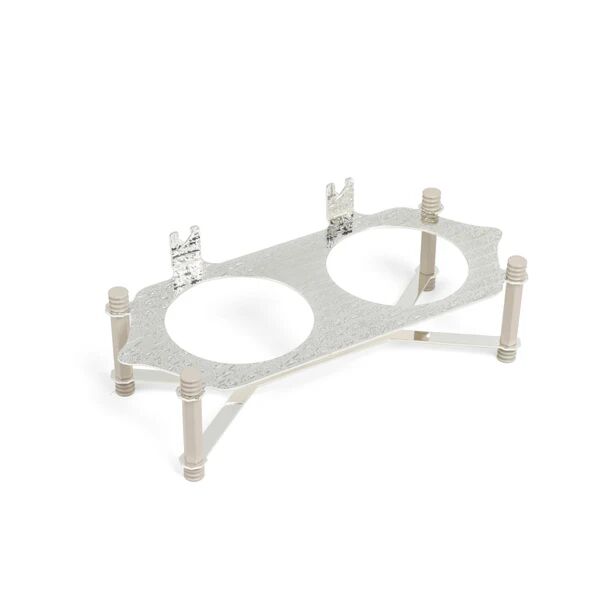 طقم تقديم مكسرات قطعتين مع صينية من جوار - بيج وفضي