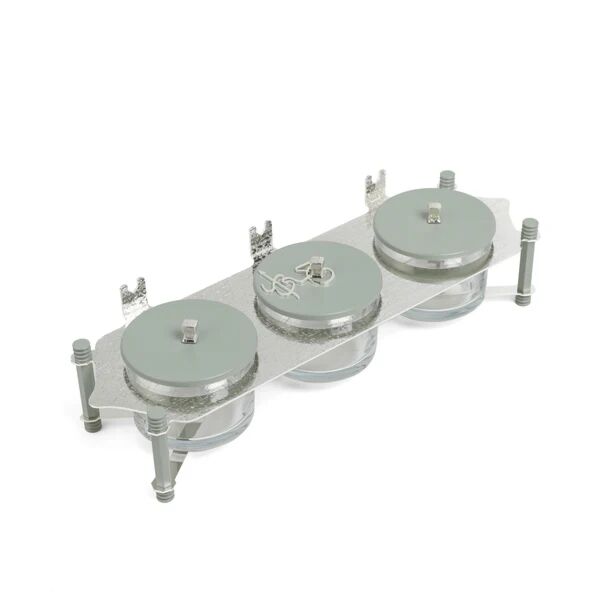 طقم تقديم مكسرات 3 قطع مع صينية من جوار - اخضر فاتح وفضي