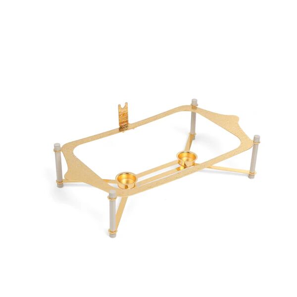 حافظة تقديم طعام وسط ستانليس من جوار - بيج وذهبي