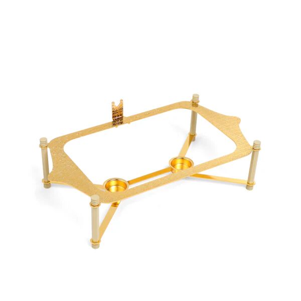 حافظة تقديم طعام وسط ستانليس من جوار - كريمي وذهبي