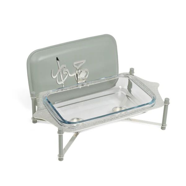 حافظة تقديم طعام وسط ستانليس من جوار - اخضر وفضي