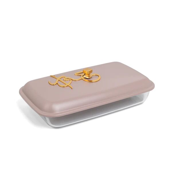 حافظة تقديم طعام وسط ستانليس من جوار - بنفسجي وذهبي