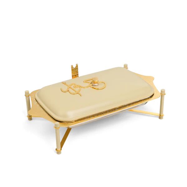 حافظة تقديم طعام كبيرة من جوار - كريمي وذهبي