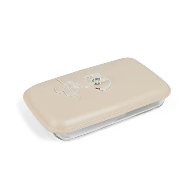 حافظة تقديم طعام كبيرة من جوار - بيج وفضي