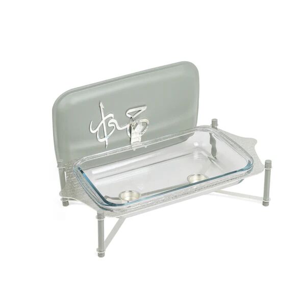 حافظة تقديم طعام كبيرة من جوار - اخضر وفضي