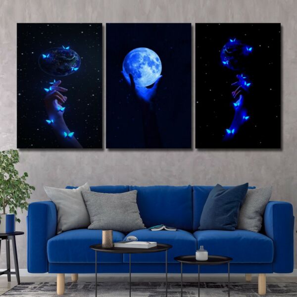 لوحة جدارية فنية بتصميم عصري برايت - ثلاث قطع - مقاس 120x60 سم