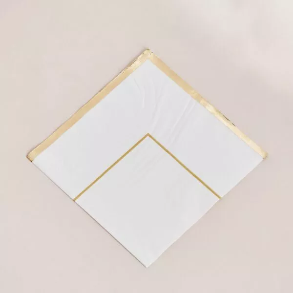 طقم مناديل سفرة 20 قطعة بإطار 33x33 سم - ذهبي