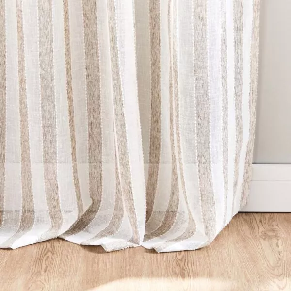 طقم ستائر شفافة مخططة من قطعتين من لينيا - 140x240 سم